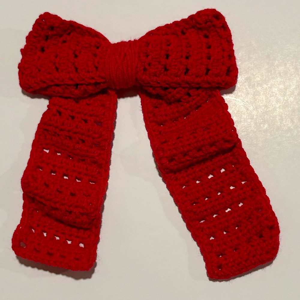 Handmade Red Crochet Hair Bow